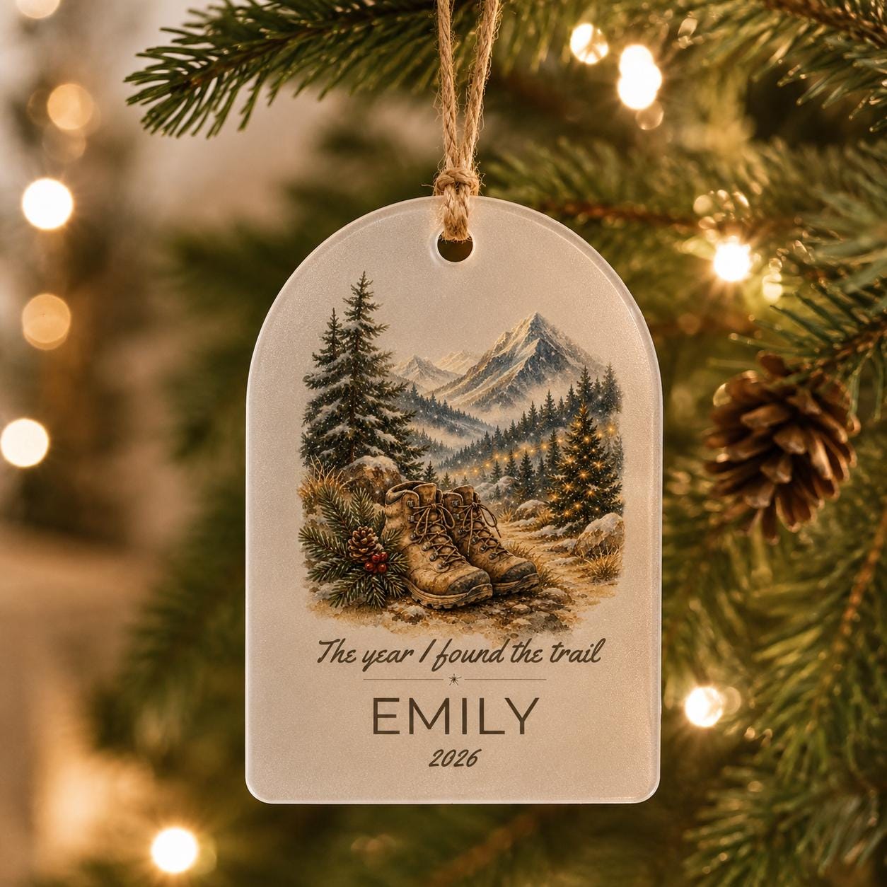Personalized Hiking Ornament, Custom Hiker Gift, The Year I Found The Trail, Hobby Milestone Christmas Ornament, Hiking Gift