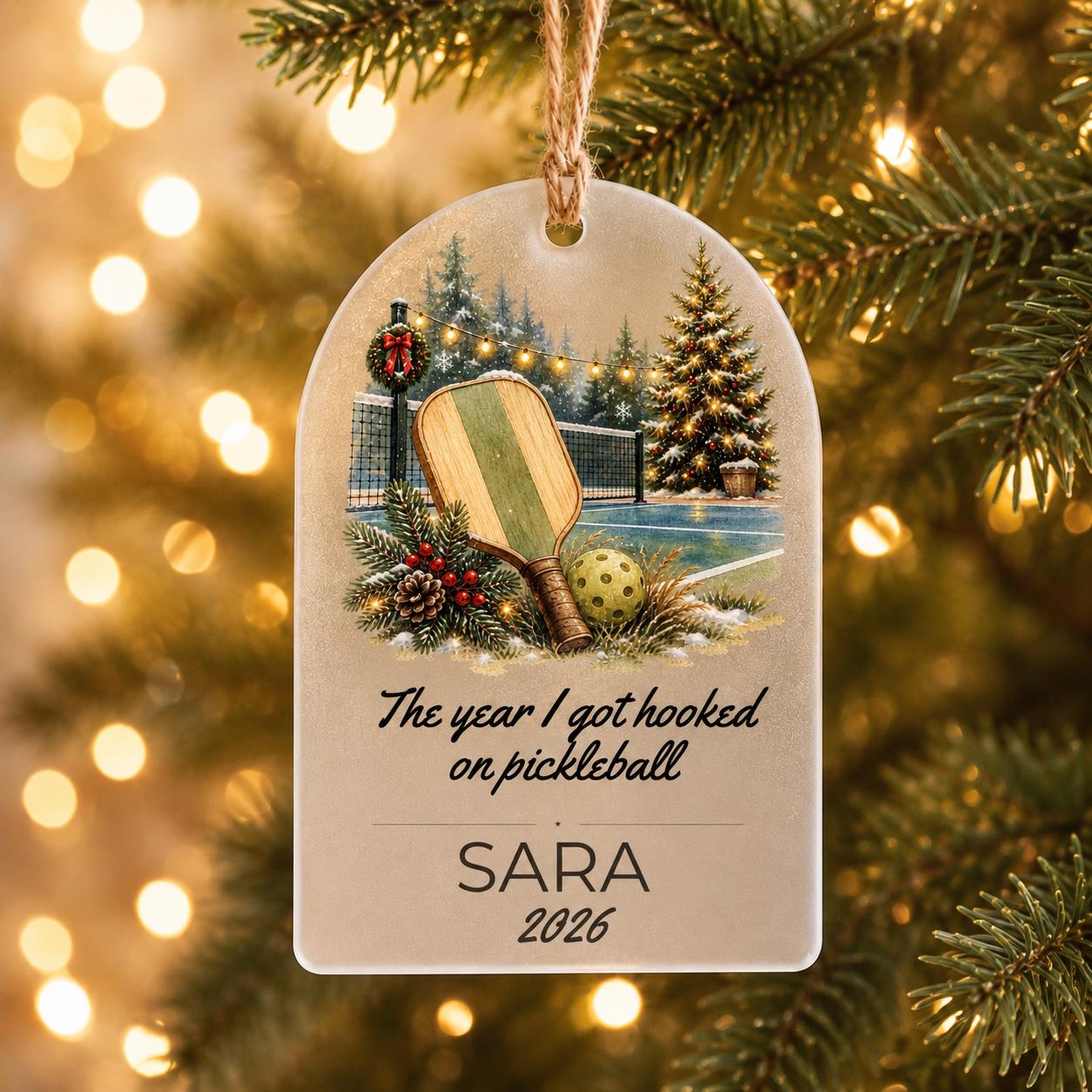 Personalized Pickleball Ornament, Custom Pickleball Gift, The Year I Got Hooked On Pickleball, Hobby Milestone Christmas Ornament