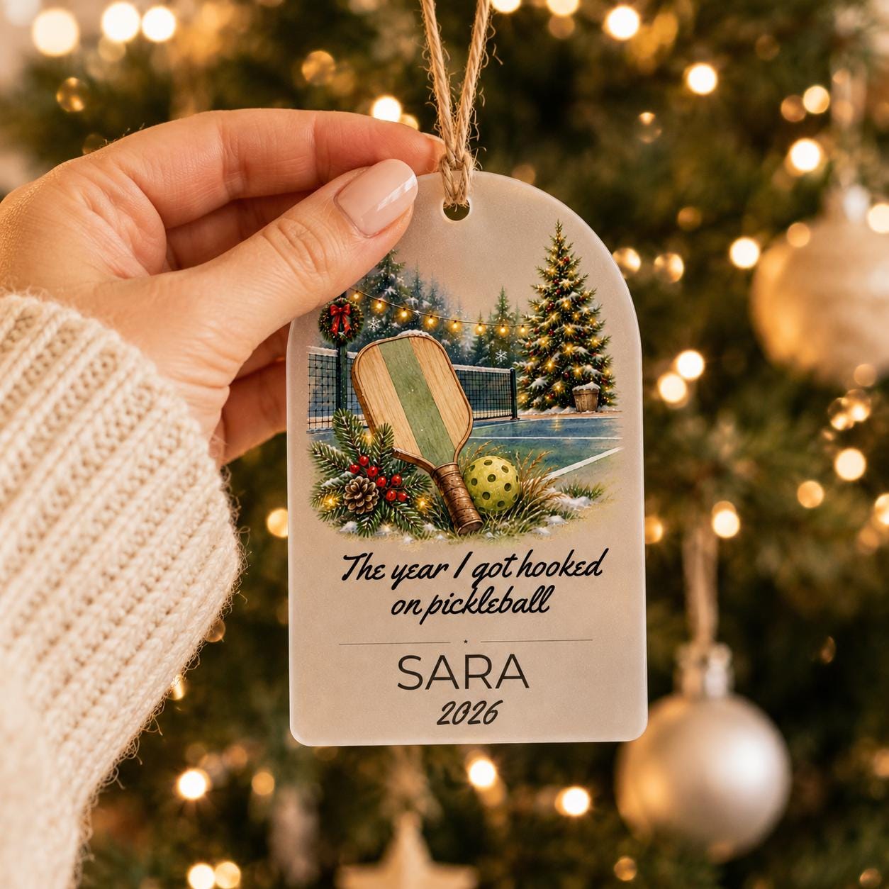 Personalized Pickleball Ornament, Custom Pickleball Gift, The Year I Got Hooked On Pickleball, Hobby Milestone Christmas Ornament