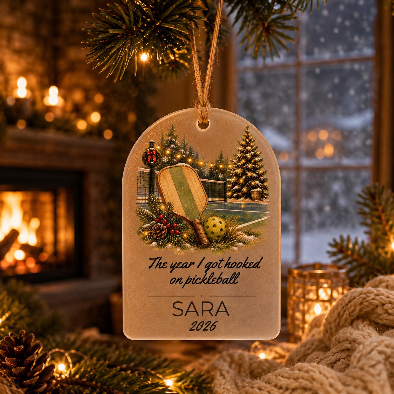 Personalized Pickleball Ornament, Custom Pickleball Gift, The Year I Got Hooked On Pickleball, Hobby Milestone Christmas Ornament