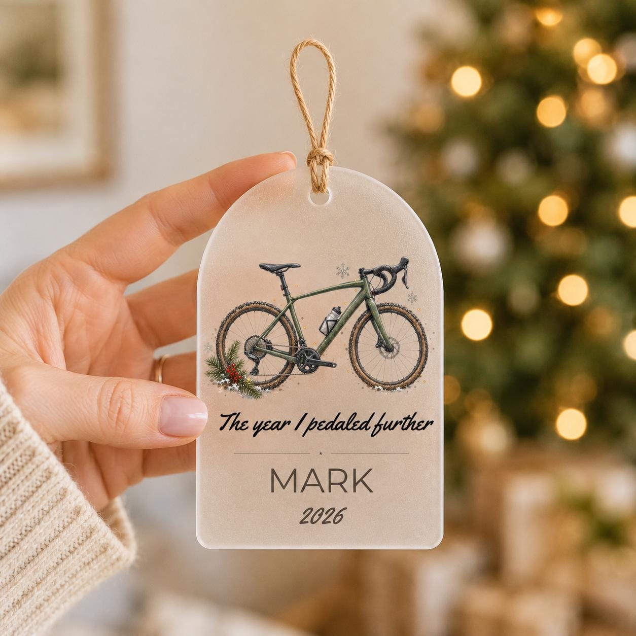 Biking Ornament, Personalized Cyclist Gift, The Year I Pedaled Further, Bike Lover Christmas Ornament, Bike Rider Gift