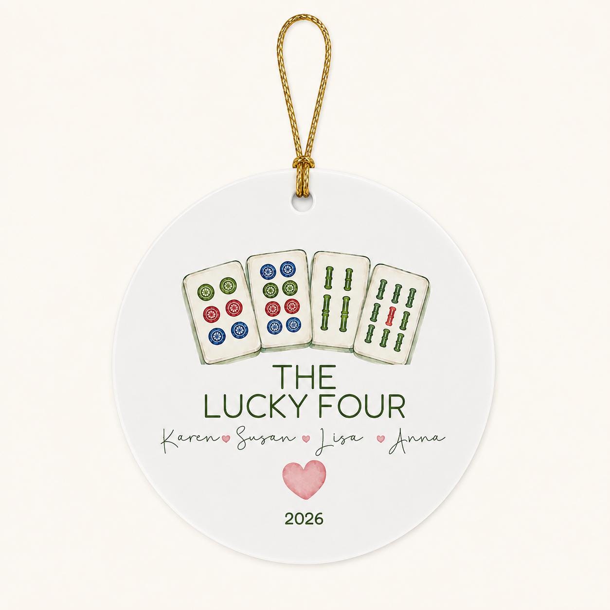 Mahjong Ornament Personalized, Mahjong Gift, Mahjong Club Ornament, Mahjong Group Gift,Mahjong Team Christmas Ornament, Game Night Gift