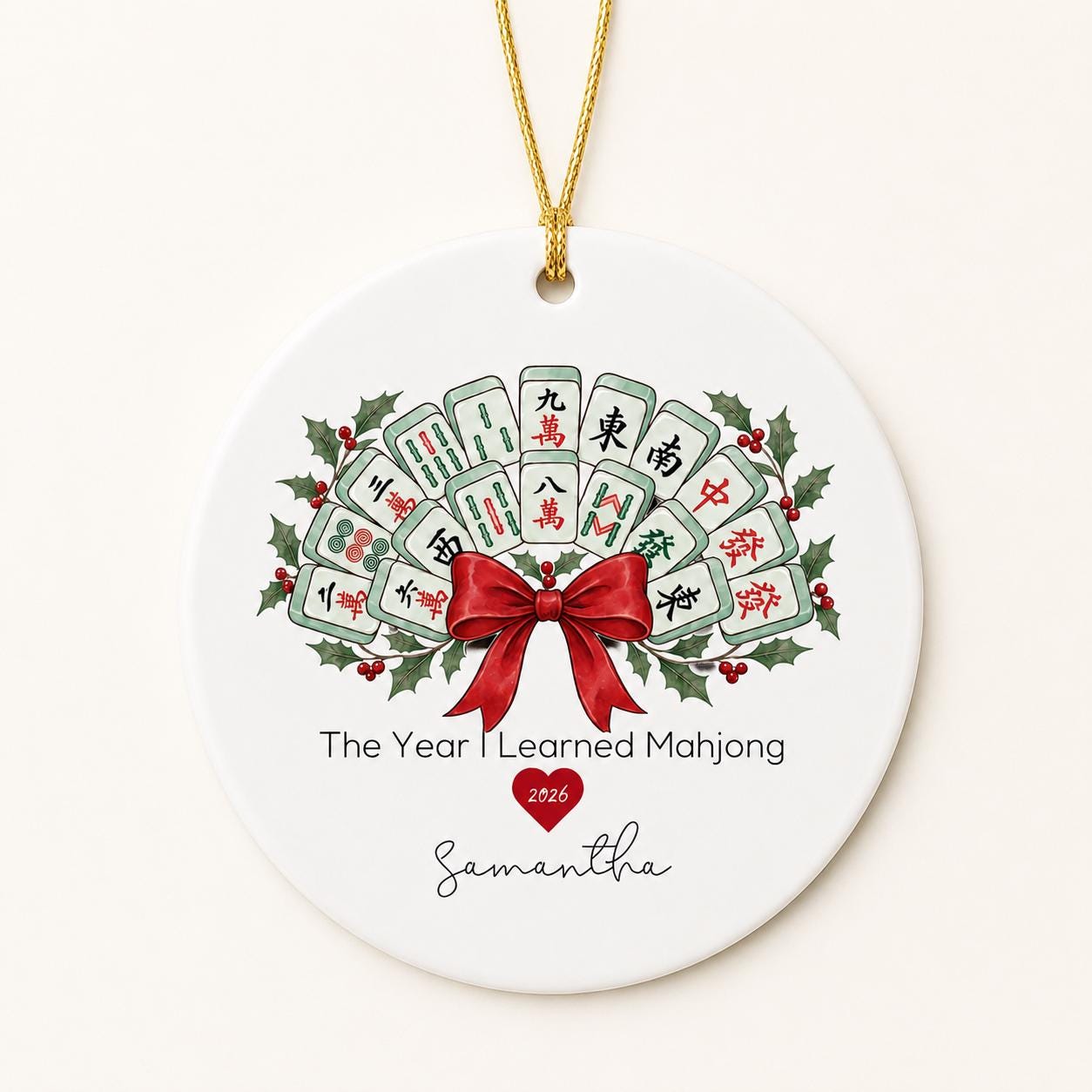 Mahjong Ornament Personalized, The Year I Learned Mahjong Gift, Custom Mahjong Christmas Ornament, Mahjong Gift For Her, Mahjong Group Gift