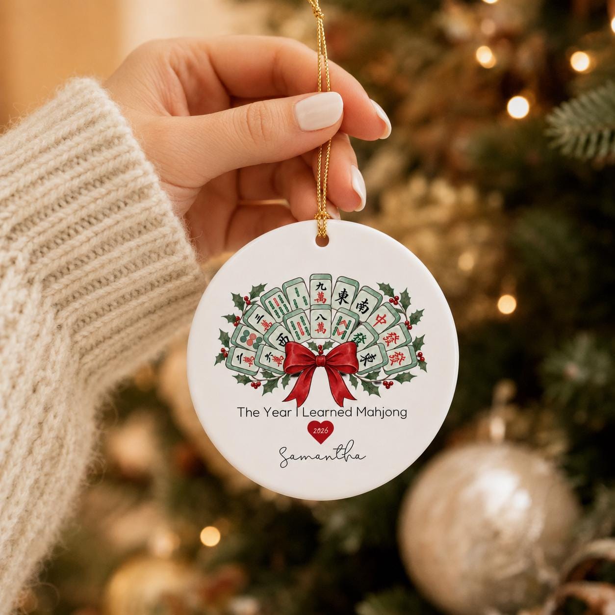 Mahjong Ornament Personalized, The Year I Learned Mahjong Gift, Custom Mahjong Christmas Ornament, Mahjong Gift For Her, Mahjong Group Gift