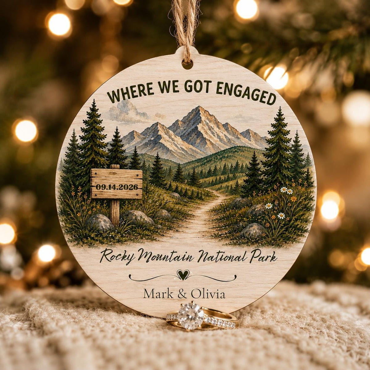 Where We Got Engaged Ornament, Personalized Proposal Gift, Custom Couple Names Wood Christmas Ornament, Engagement Keepsake