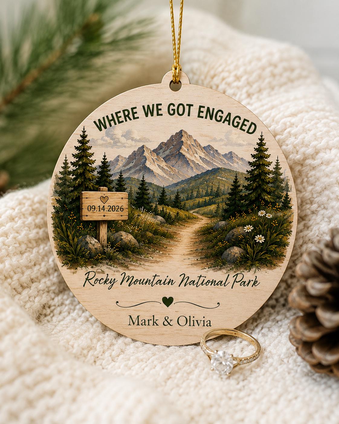 Where We Got Engaged Ornament, Personalized Proposal Gift, Custom Couple Names Wood Christmas Ornament, Engagement Keepsake