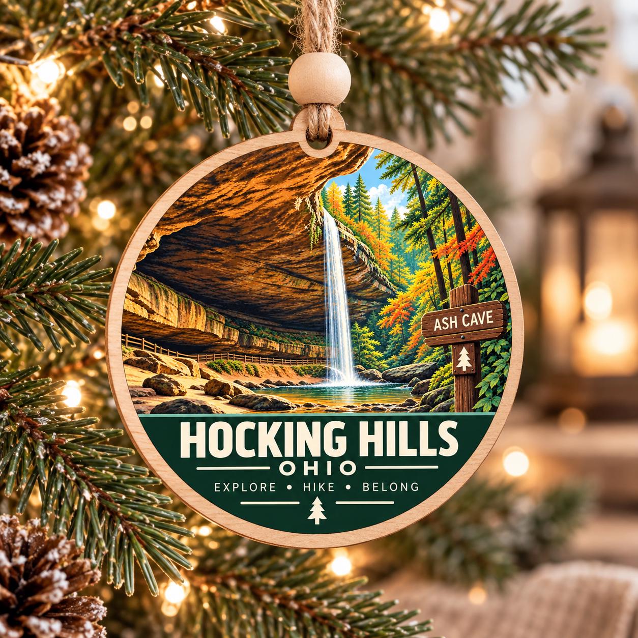 Hocking Hills Ohio Ornament | Ash Cave Wood Ornament | Hiker Gift | Waterfall Christmas Ornament | Ohio State Park Gift
