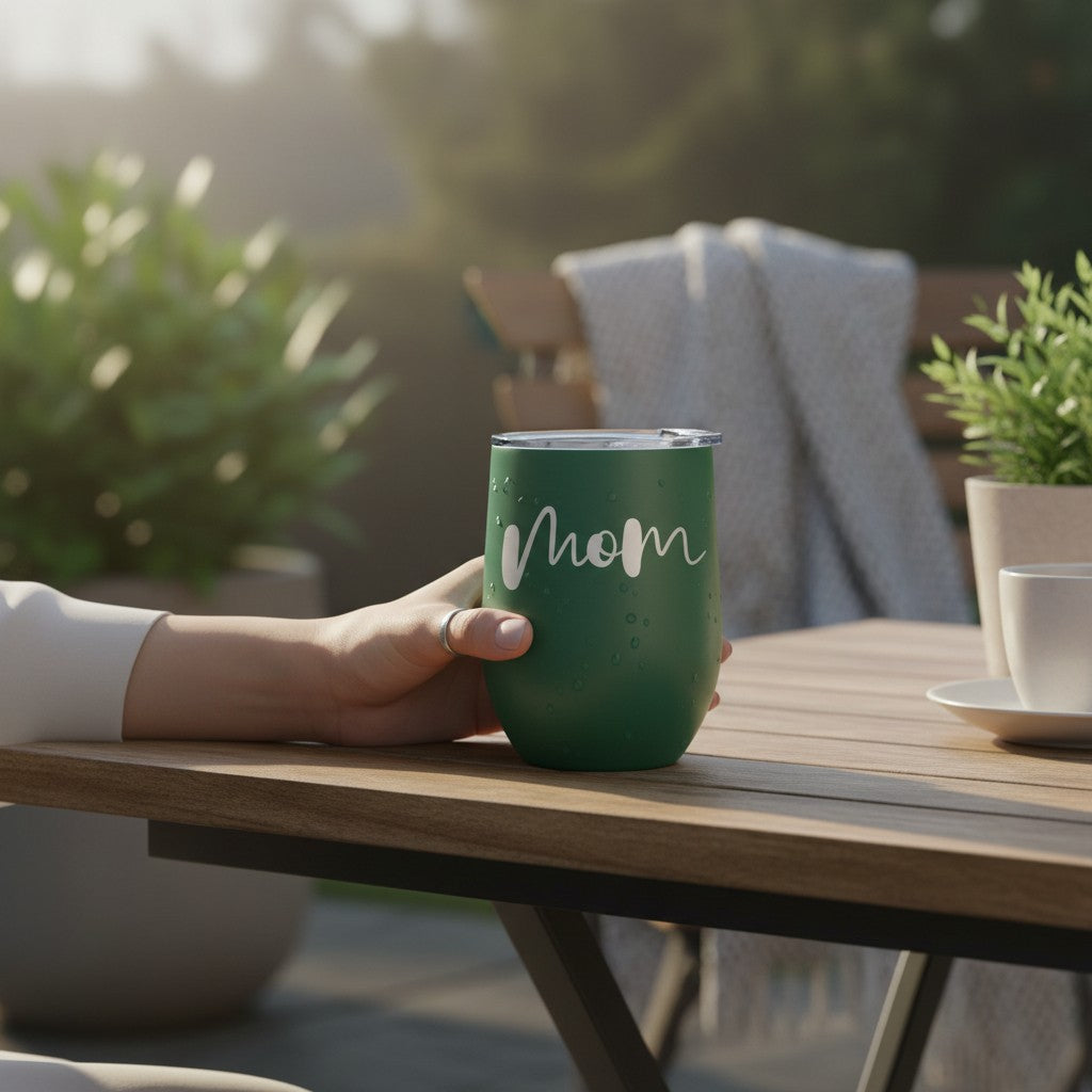 Custom Engraved Wine Tumbler 12oz – Personalized Stainless Steel Gift with Leak-Proof Lid