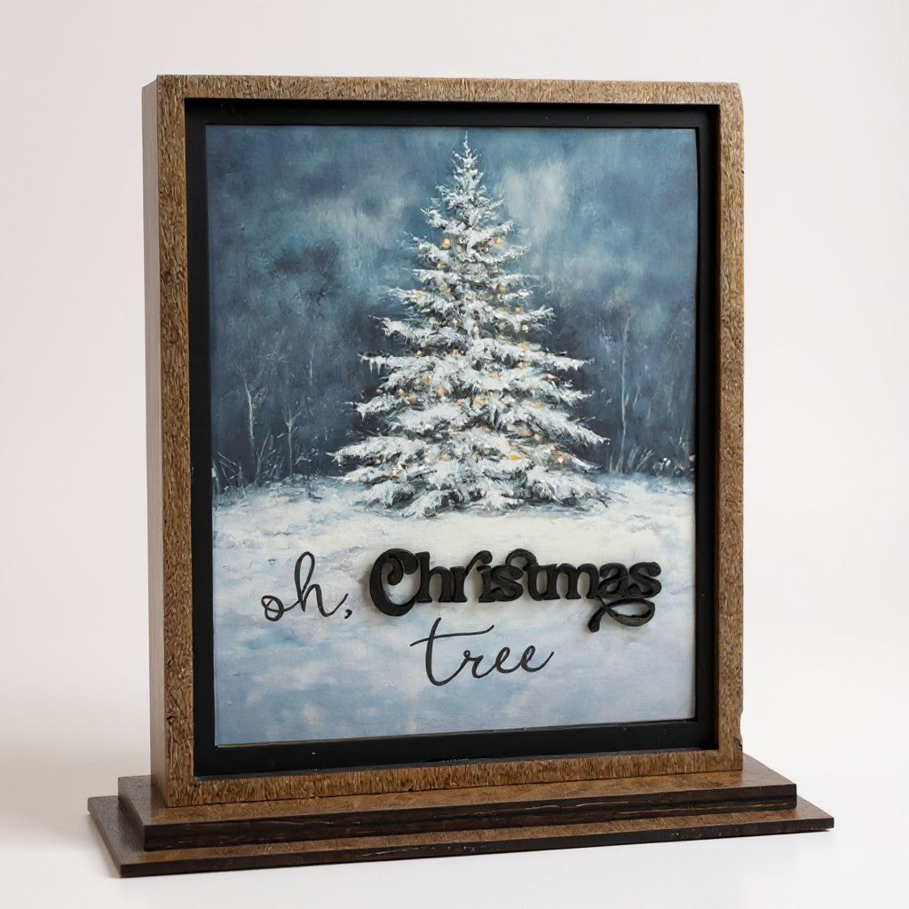 Wooden O Christmas Tree Mantle Décor – Arched or Square Frame, Shelf Sitter