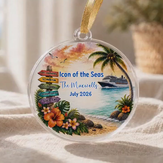 Personalized Cruise Ornament, Custom Cruise Ship Christmas Ornament, Cruise Vacation Keepsake, Family Cruise Gift, Ports & Names, Acrylic