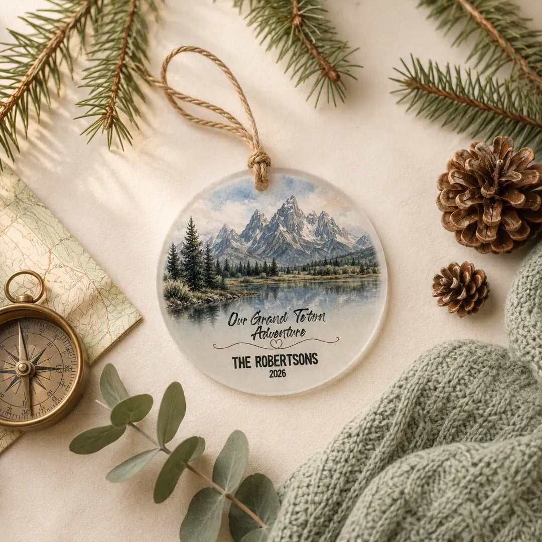 Grand Teton National Park Ornament, Personalized Christmas Ornament, National Park Gift, Hiking Gift, Custom Family Adventure Keepsake 2026