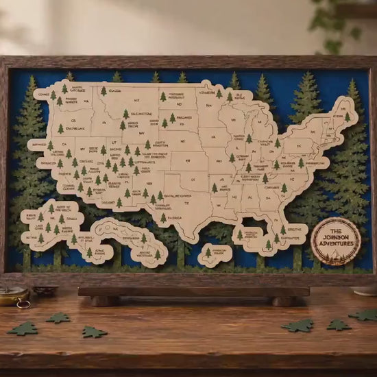 National Park Map Tracker, Visited Parks Wall Art, Travel Gift for Hikers, National Parks Checklist Adventure Map