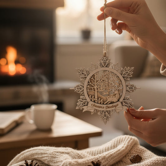 Personalized Snowflake Ornament – Custom Engraved 3.75" Wooden Christmas Ornament