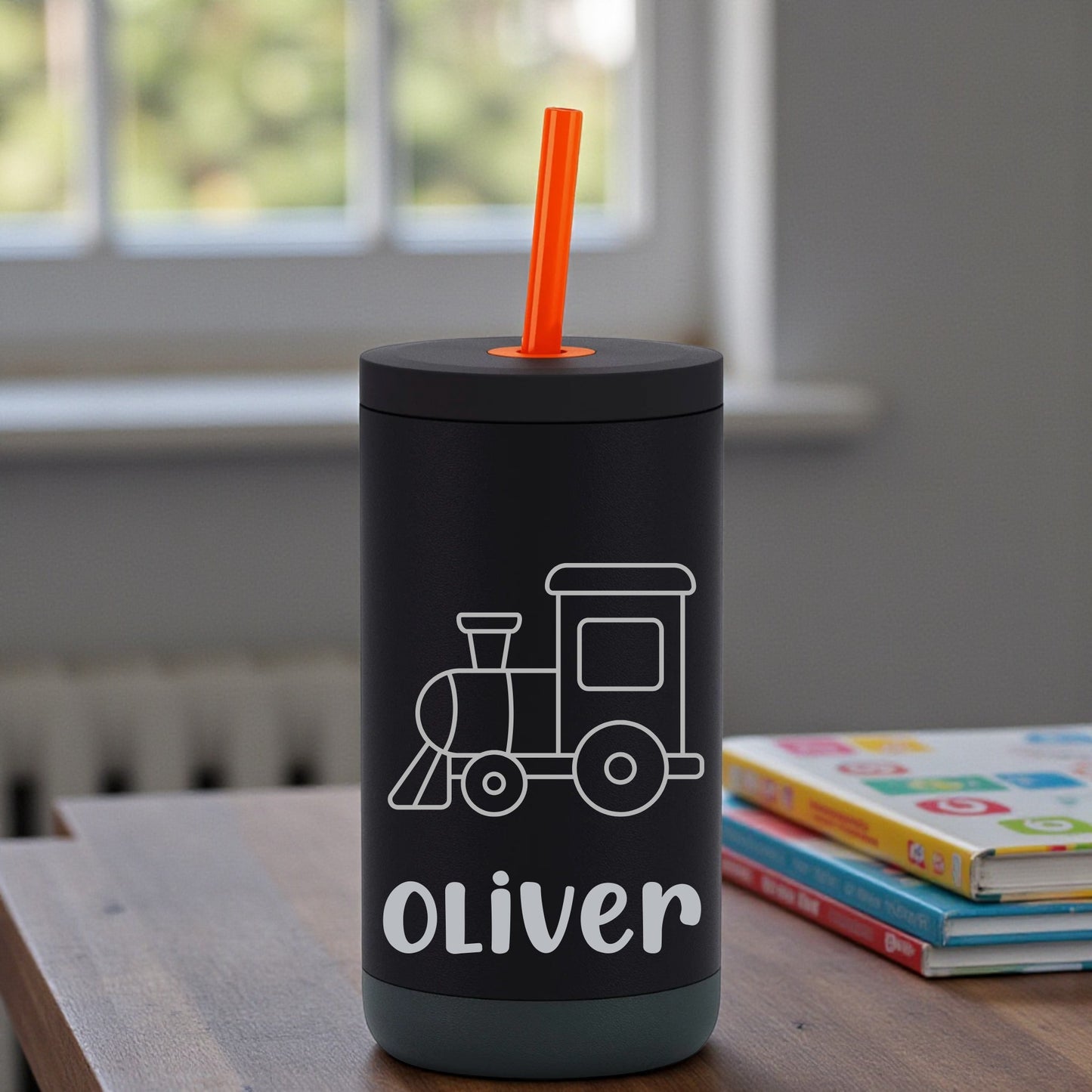 New Engraved Kids 12oz Stainless Steel Sip Tumbler – Spill-Resistant Straw Lid