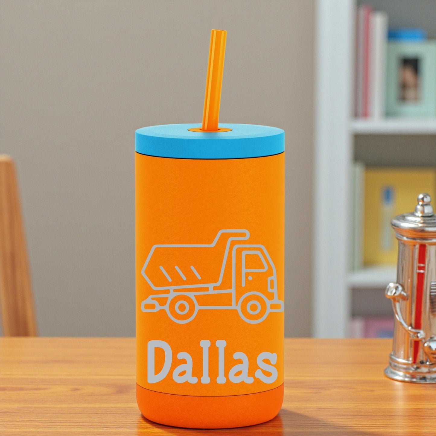 New Engraved Kids 12oz Stainless Steel Sip Tumbler – Spill-Resistant Straw Lid