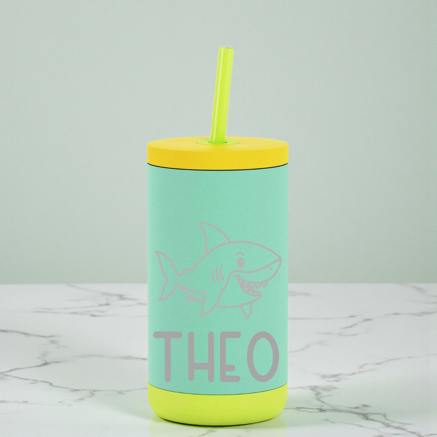 New Engraved Kids 12oz Stainless Steel Sip Tumbler – Spill-Resistant Straw Lid