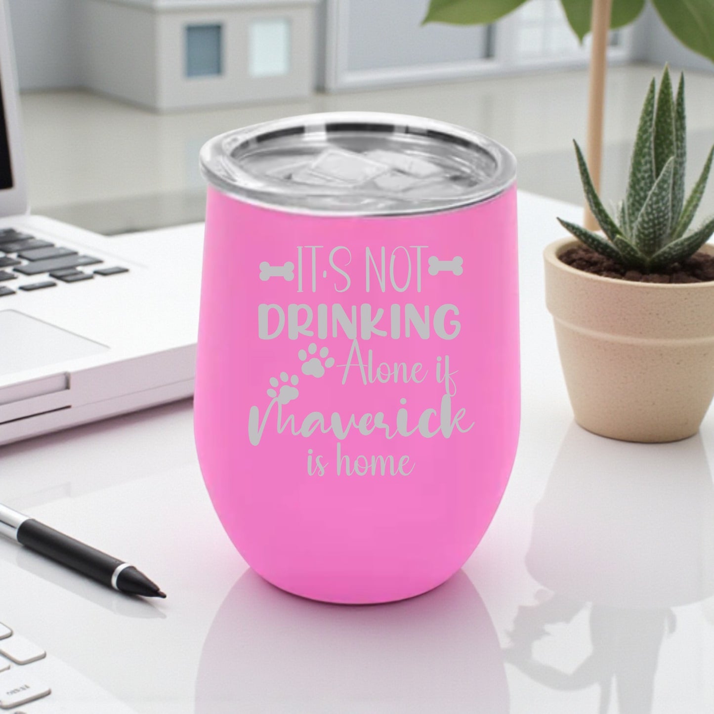 Funny Dog Wine Tumbler – Engraved Stainless Steel Cup (12oz)