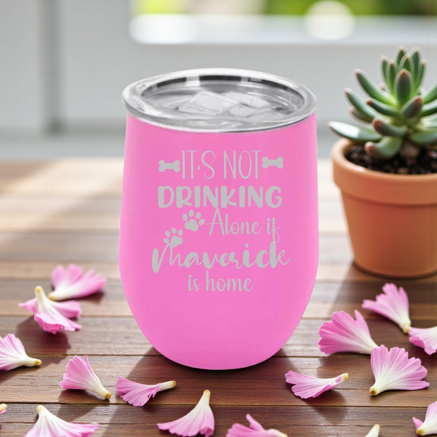 Funny Dog Wine Tumbler – Engraved Stainless Steel Cup (12oz)