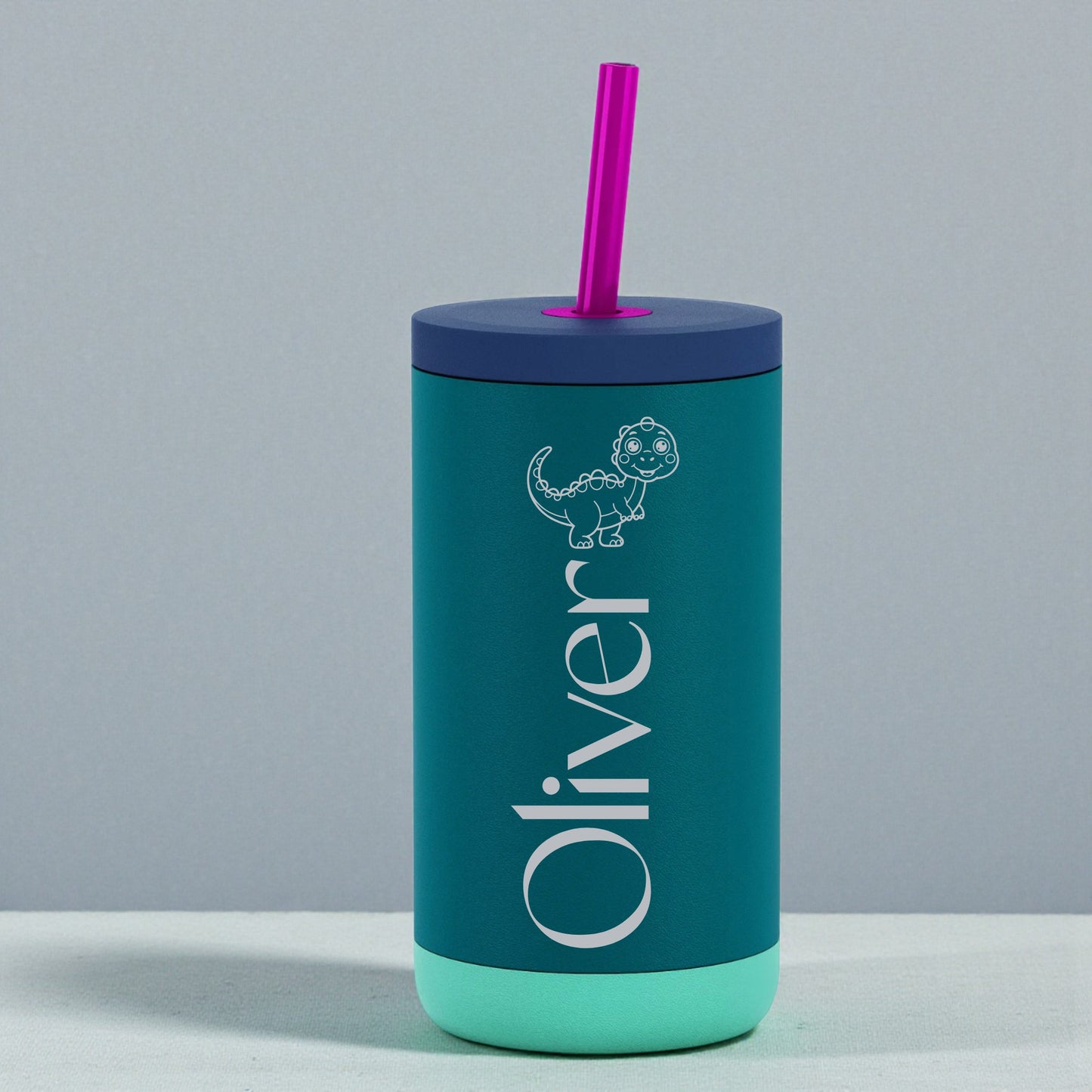 New Designs, Engraved Kids 12oz Stainless Steel Sip Tumbler – Spill-Resistant Straw Lid