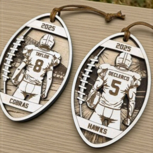 Personalized Engraved Football Ornament – Custom Name Player or Coach Gift