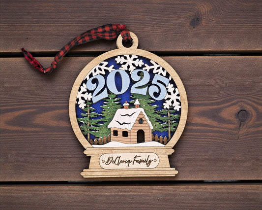 Personalized 2025 Family Ornament – Laser Cut Wooden Keepsake with Custom Name