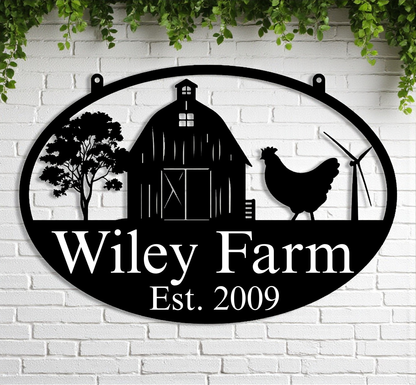 Farmhouse Barn Metal Wall Art,  Personalized Farm Scene Steel Sign with Family Name,