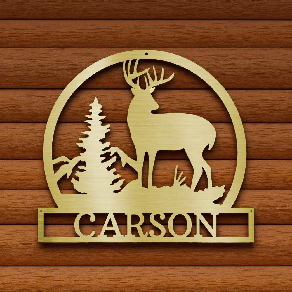 Personalized Outdoor Buck Monogram - Steel Sign