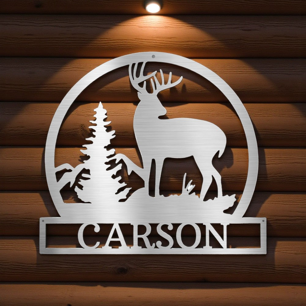 Personalized Outdoor Buck Monogram - Steel Sign