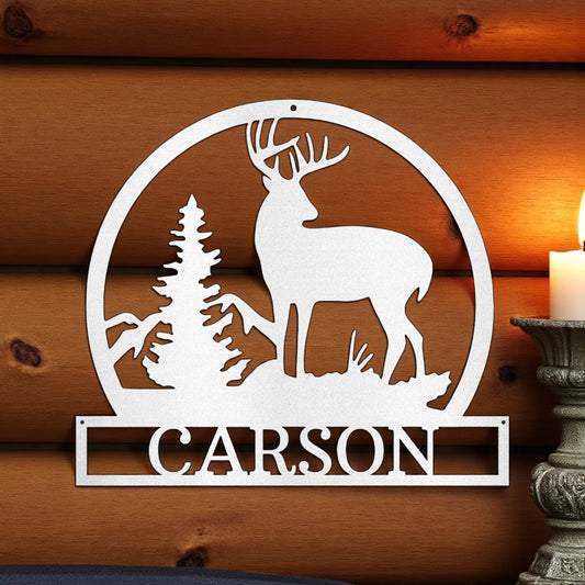 Personalized Outdoor Buck Monogram - Steel Sign