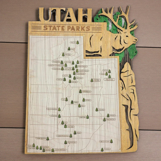 Personalized Utah State Parks Map Tracker – Custom Name Wooden Travel Keepsake