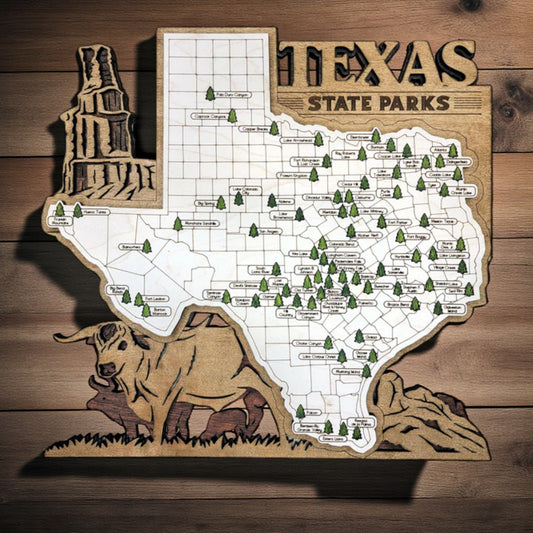 Personalized Texas State Parks Map Tracker – Custom Name Wooden Travel Keepsake