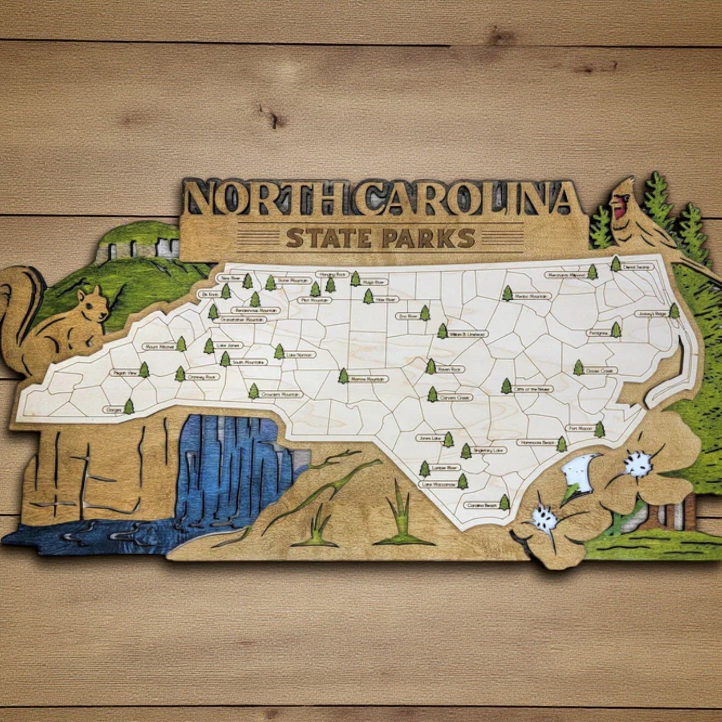 Personalized North Carolina State Parks Map Tracker – Custom Name Wooden Travel Keepsake