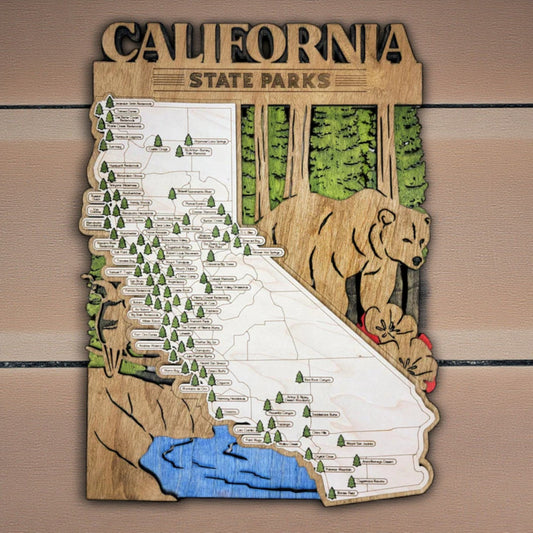 Personalized California State Parks Map Tracker – Custom Name Wooden Travel Keepsake