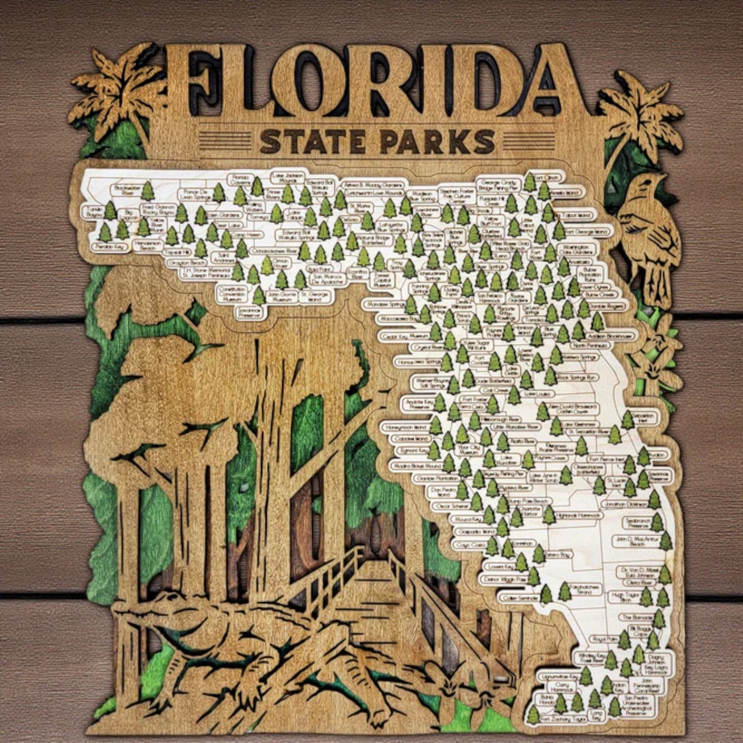 Personalized Florida State Parks Map Tracker – Custom Name Wooden Travel Keepsake